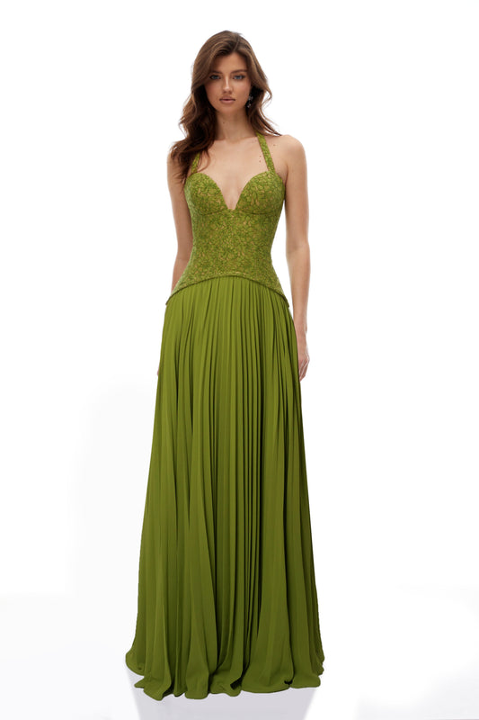 Marivelle Lace Halter Maxi Dress