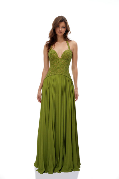 Marivelle Lace Halter Maxi Dress