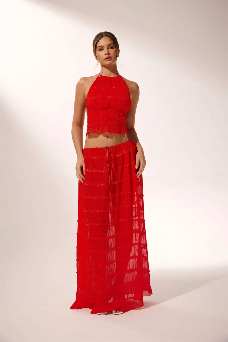Rosalie Backless Pleated Set