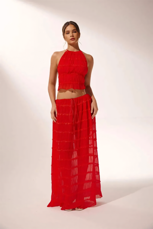 Rosalie Backless Pleated Set