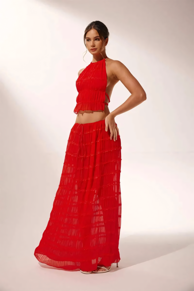 Rosalie Backless Pleated Set