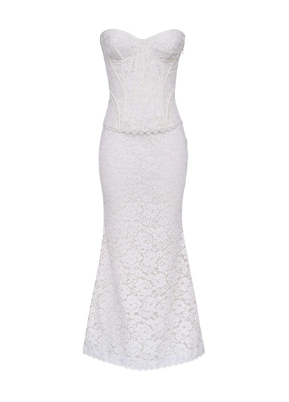 Seloria Lace Corset Maxi Dress – Ivory