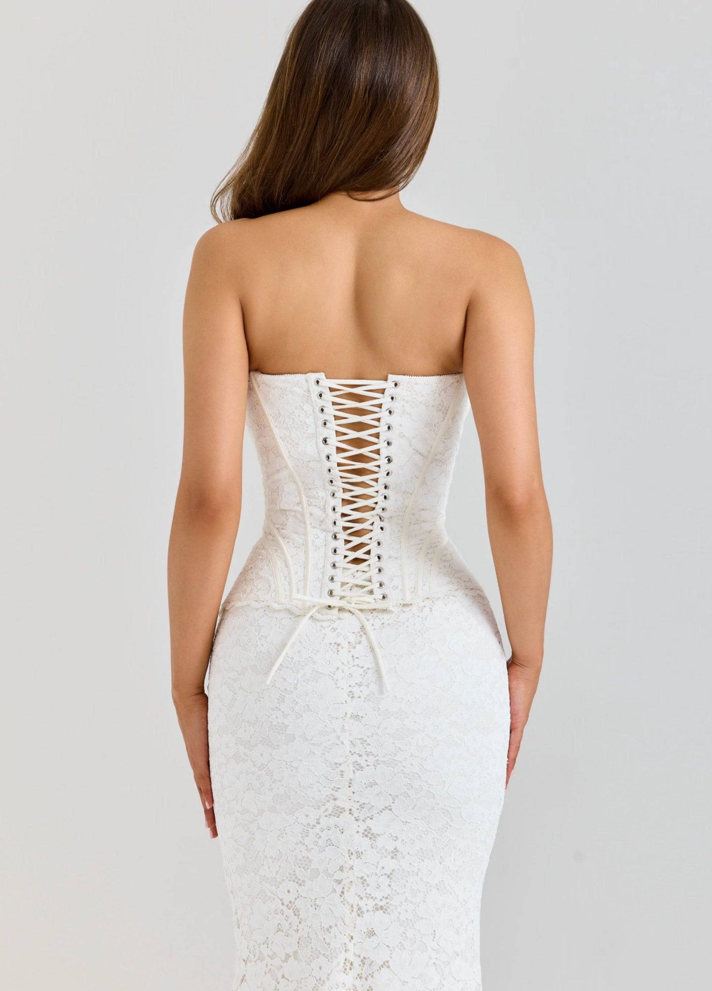 Seloria Lace Corset Maxi Dress – Ivory