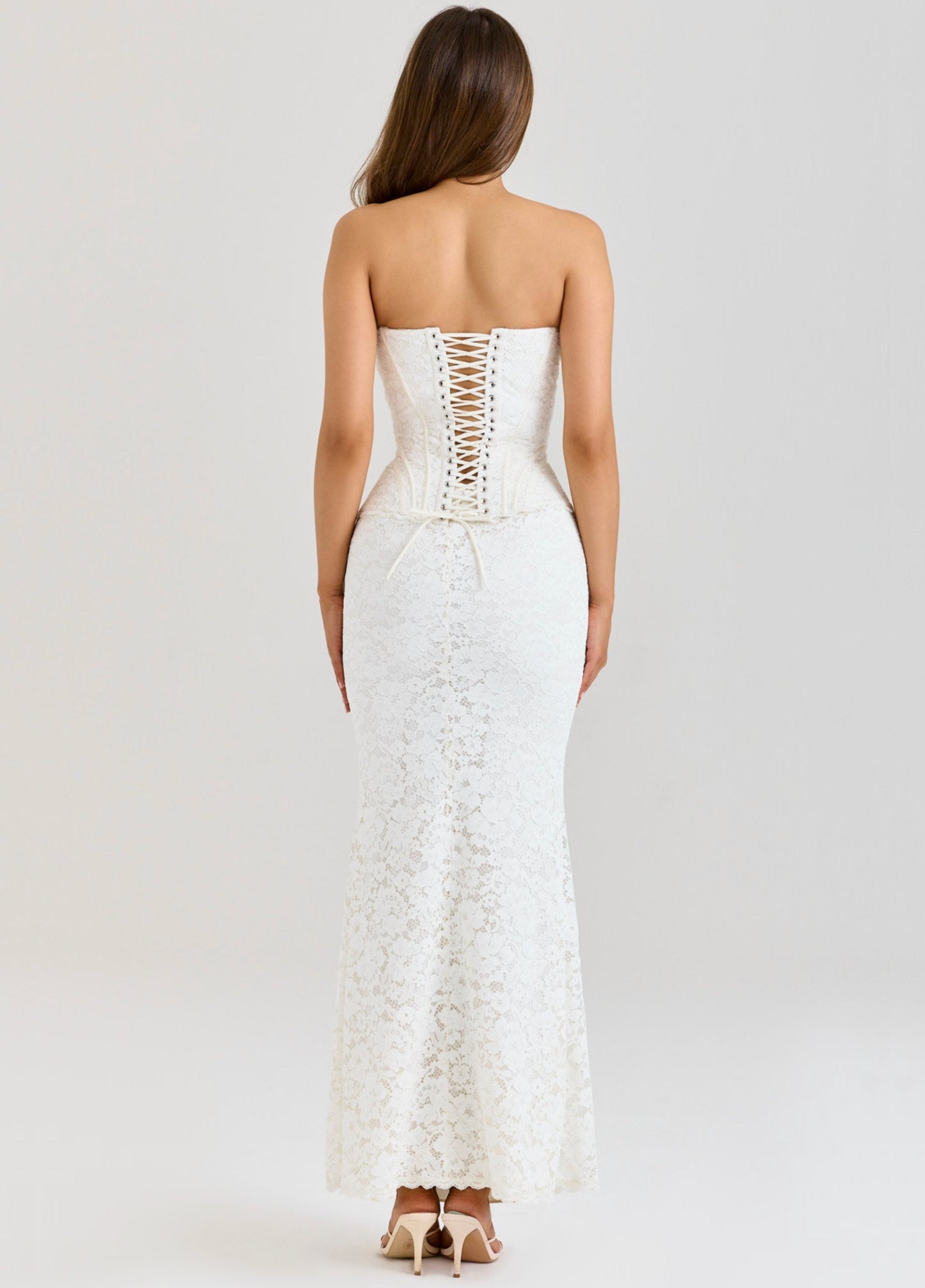 Seloria Lace Corset Maxi Dress – Ivory
