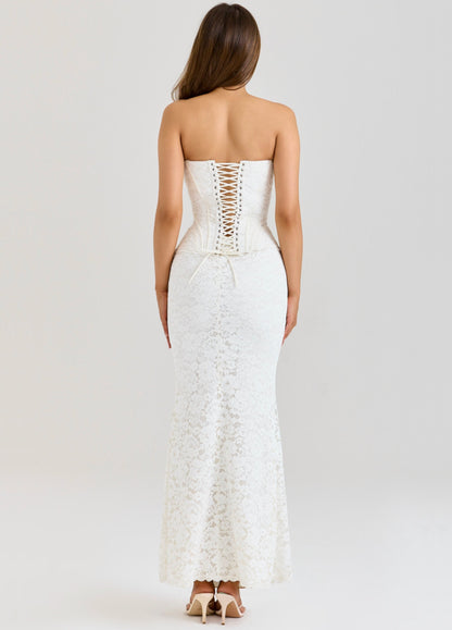 Seloria Lace Corset Maxi Dress – Ivory
