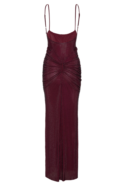 Selena Satin Diamanté Maxi Dress