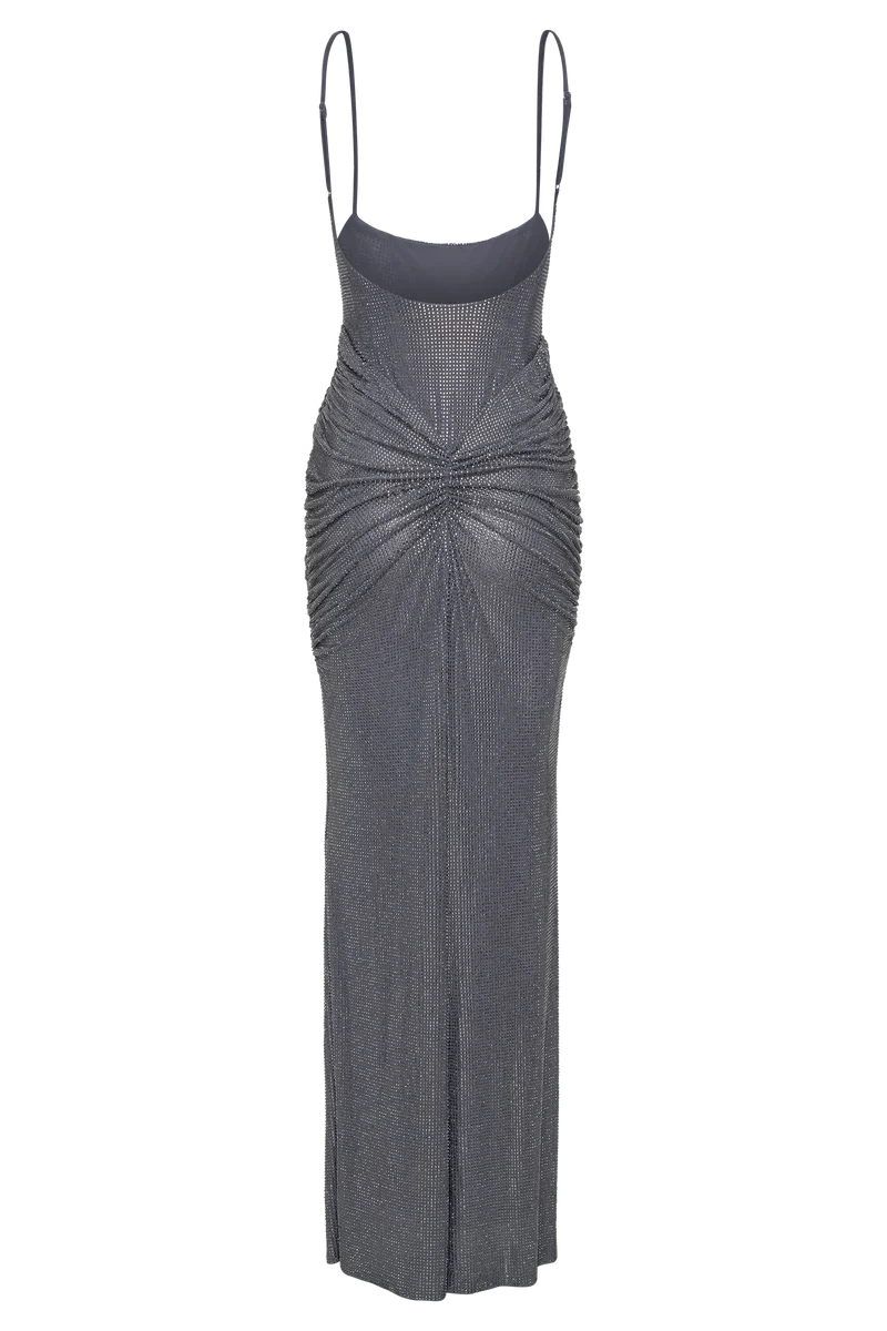 Selena Satin Diamanté Maxi Dress