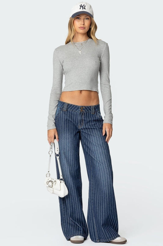Selestia Striped Low Rise Jeans