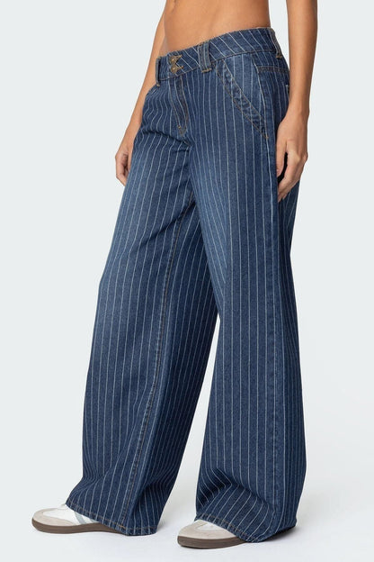 Selestia Striped Low Rise Jeans
