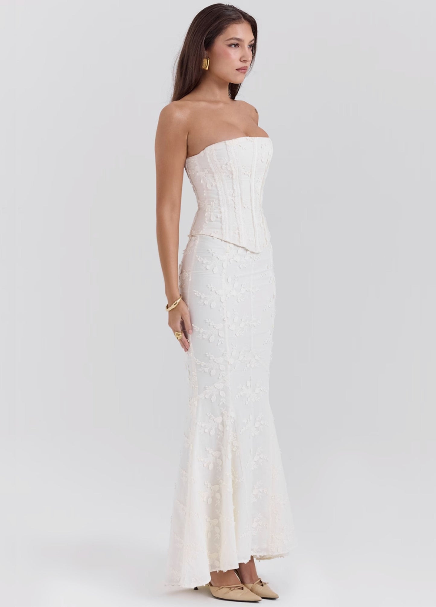 Averine Corset Maxi Skirt Set – Ivory