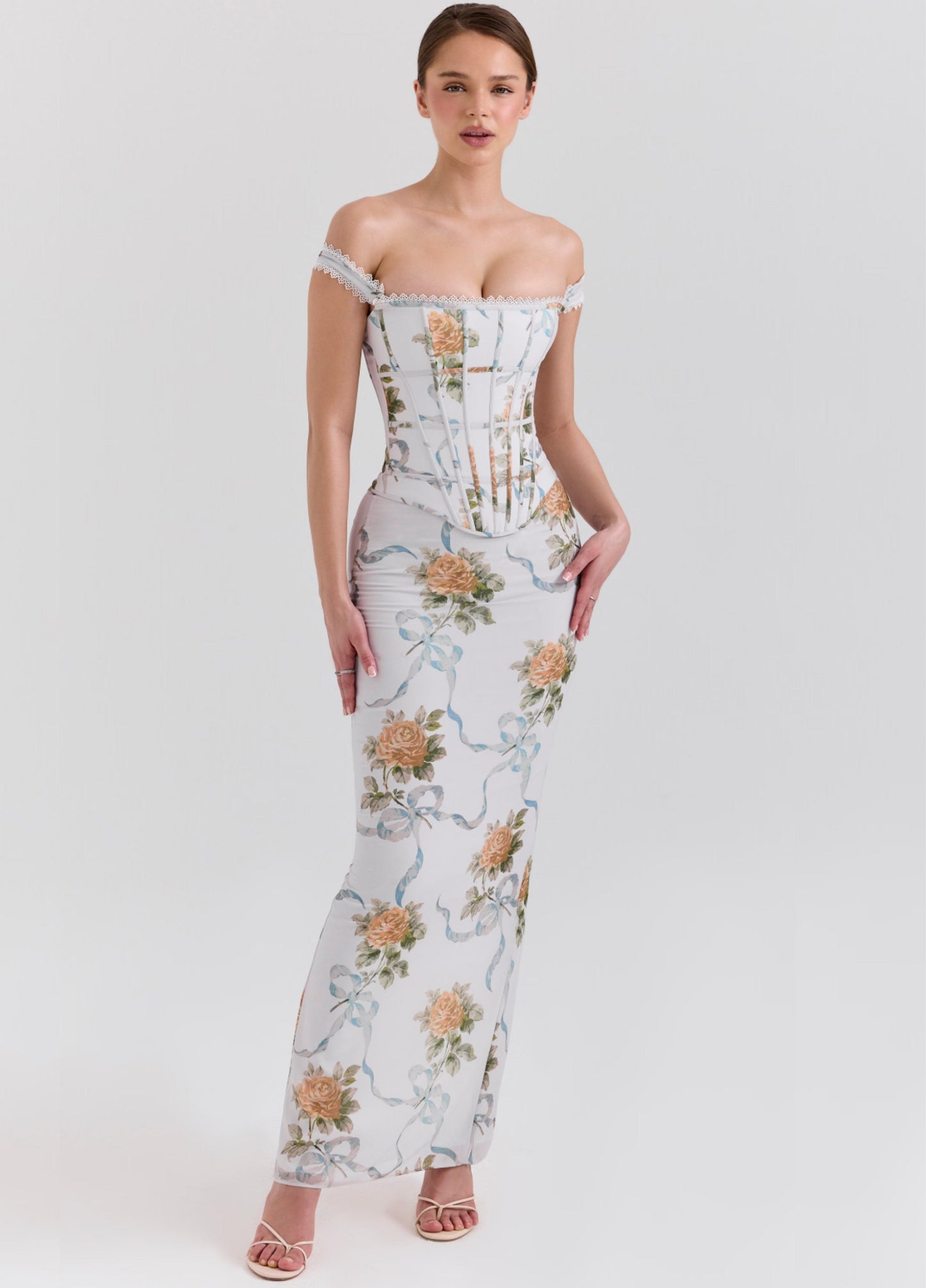 Aureline Corset Maxi Dress – Off-White Floral