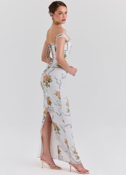 Aureline Corset Maxi Dress – Off-White Floral