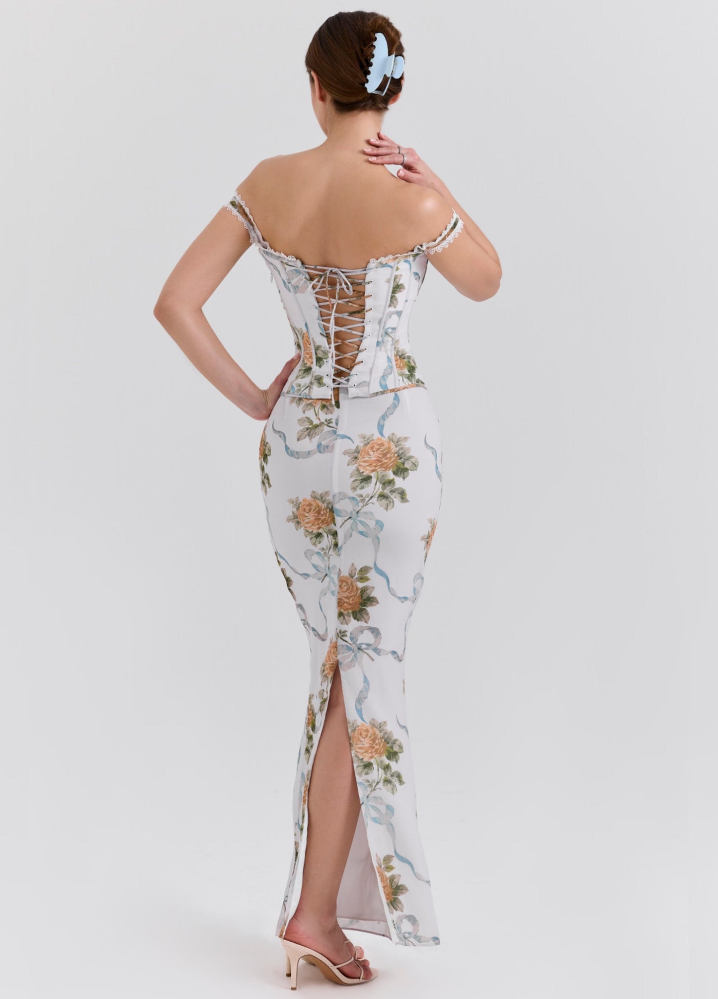 Aureline Corset Maxi Dress – Off-White Floral
