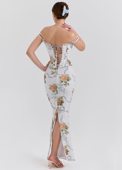 Aureline Corset Maxi Dress – Off-White Floral