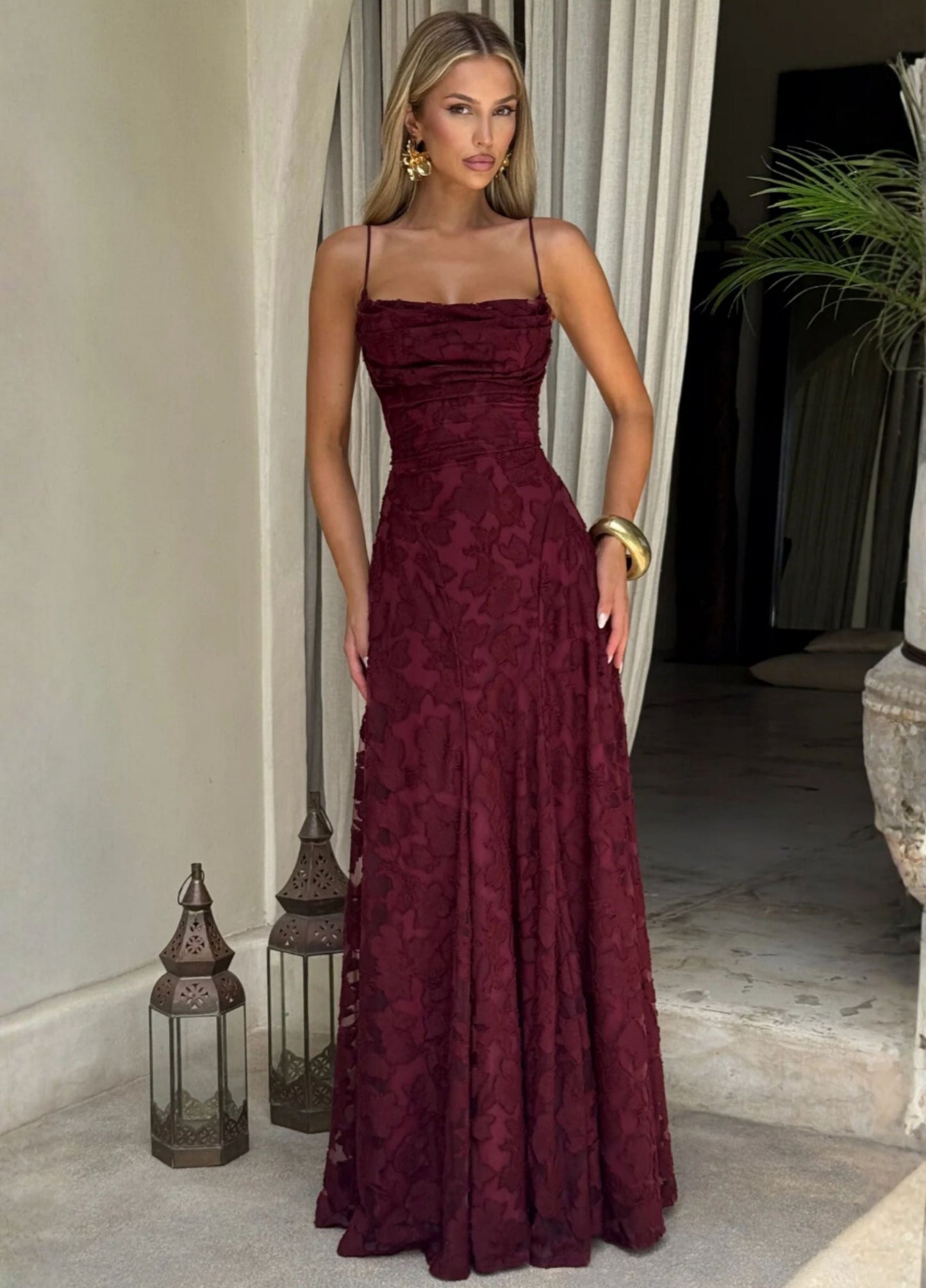 Melisandre Wine Maxi Dress