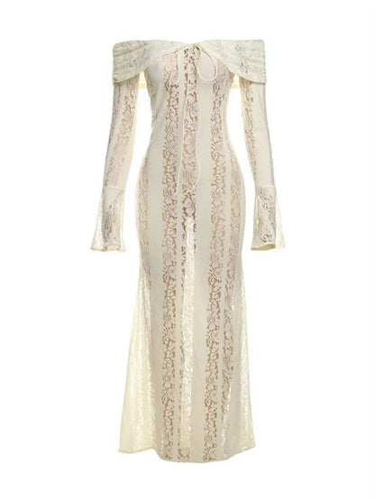 Abito lungo in pizzo Elara 